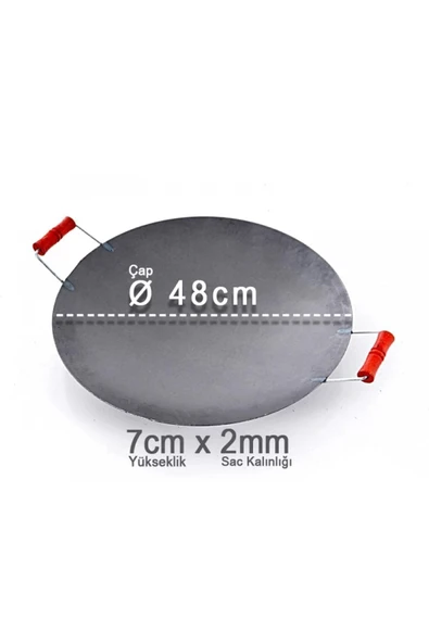 50 Cm Ahşap Saplı Et - Gözleme - Kavurma Saç Tava - 2