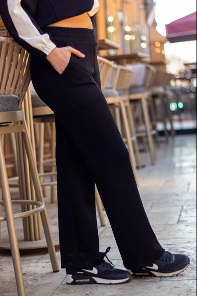 Kadın Siyah OYS Modal Kumaş Bol Paça Esnek Eşofman Altı 25KESAH507 - 6