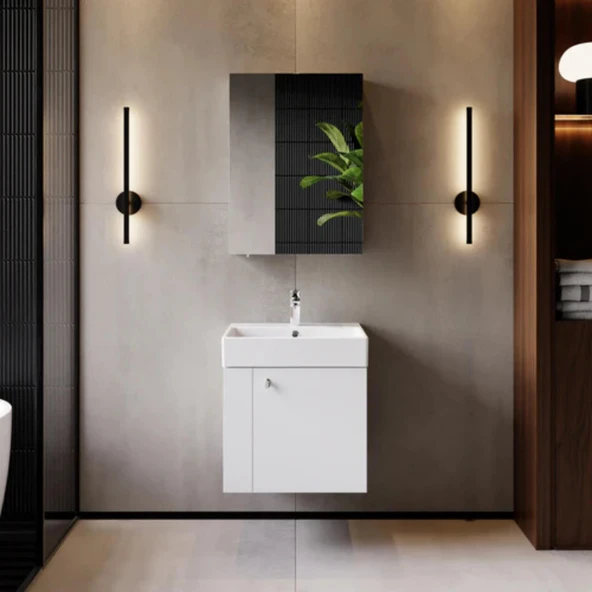 Font Lavabo Dolabı 50 cm Beyaz - 5