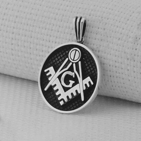 925 Ayar Gümüş Siyah Mason Tasarım Model Kolye Ucu - Resim 4