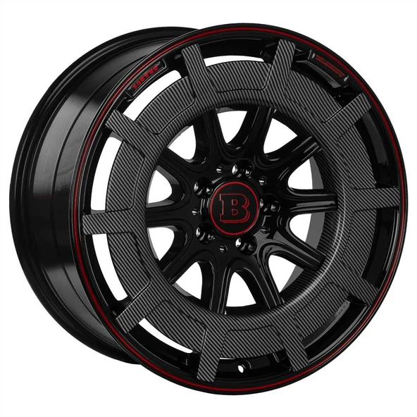 R1 Wheels 19 inç 5*112 ET48 Siyah-Kırmızı Jant Takımı (J-3426)