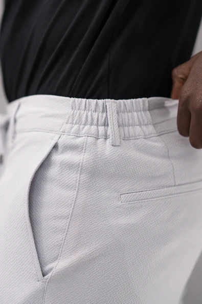 Beli Lastikli ve İplikli Armürlü Slimfit Pamuklu Likralı Jogger Pantolon - 5