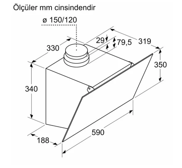 BOSCH DWK63PJ61T EĞİMLİ CAM DAVLUMBAZ SİYAH-INOX - 5