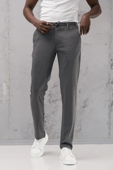 Beli Lastikli ve İplikli Rayon Kumaş Regular Fit Likralı Jogger Pantolon - 8