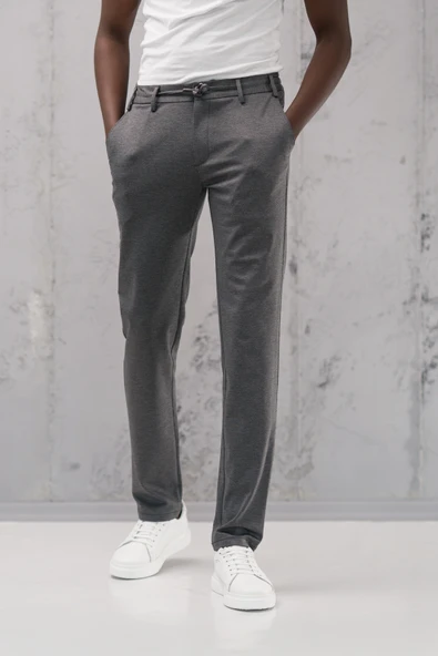 Beli Lastikli ve İplikli Rayon Kumaş Regular Fit Likralı Jogger Pantolon - 7