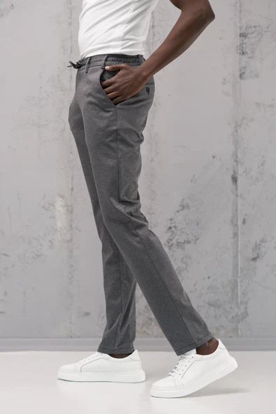 Beli Lastikli ve İplikli Rayon Kumaş Regular Fit Likralı Jogger Pantolon - 10