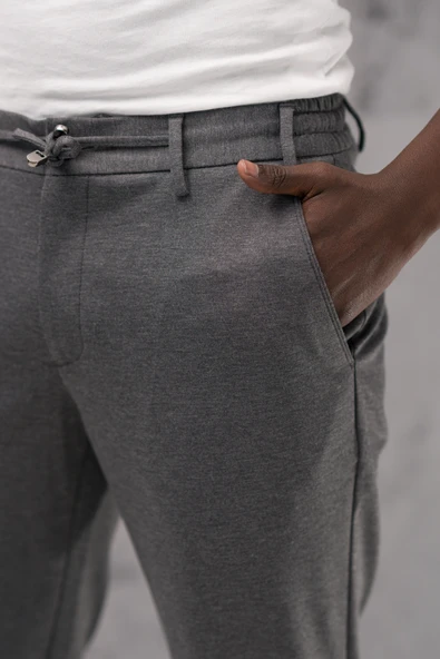 Beli Lastikli ve İplikli Rayon Kumaş Regular Fit Likralı Jogger Pantolon - 12