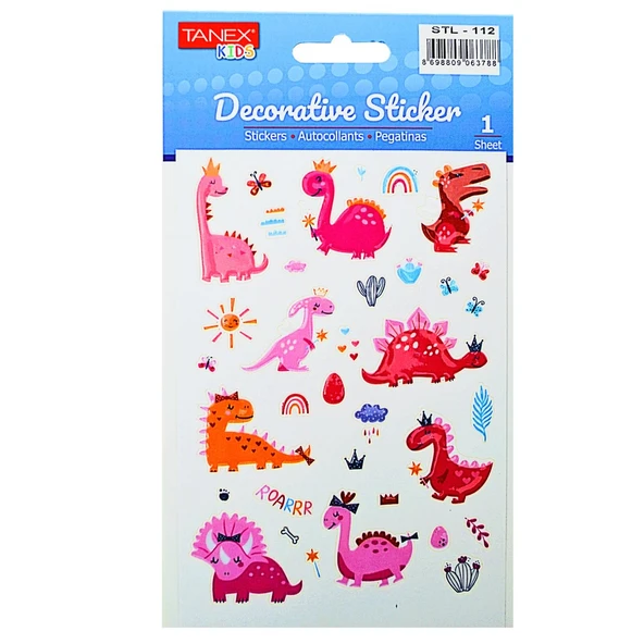 Tanex Kids Sticker Sevimli Dinozorlar 36 Parça (STL-112)