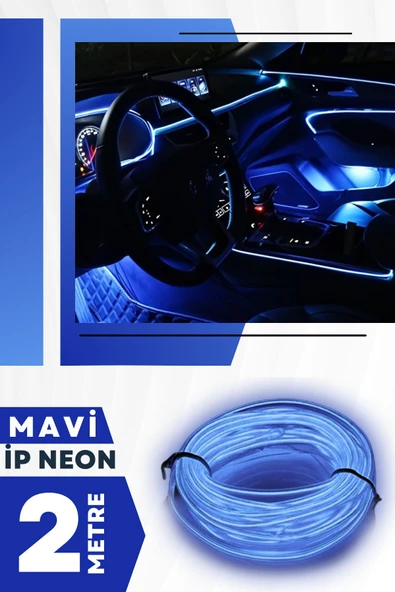 Araç Içi Mavi Neon Ledi Ip Led Torpido Ledi 2 Metre Neon Led