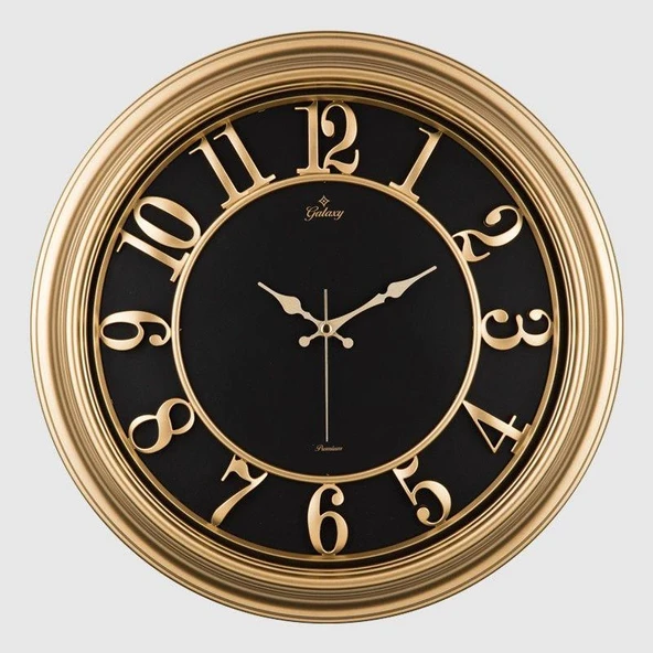 Galaxy Premium Eskitme Kabartma Kadranlı 50 cm Duvar Saati Gold-Siyah ürün görseli