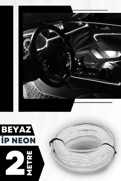 Araç Içi Beyaz Neon Ledi Ip Led Torpido Ledi 2 Metre Neon Led