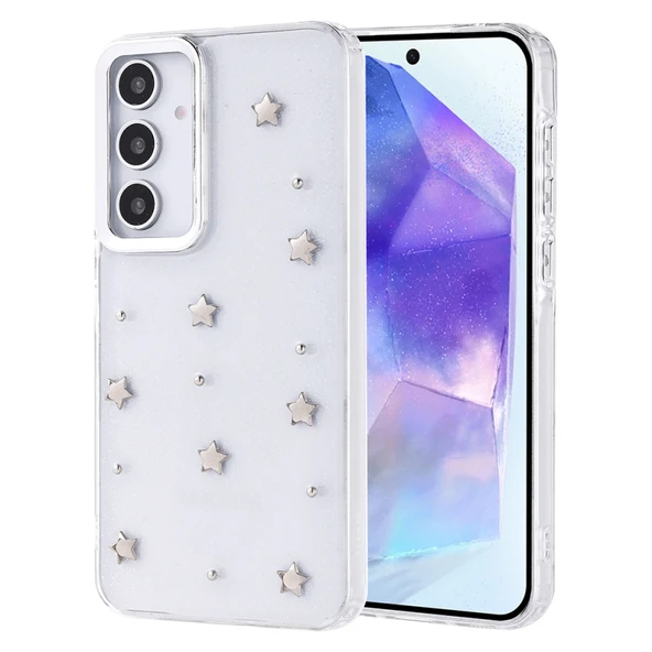 Samsung Galaxy A35 Kılıf Sİmli Kamera Çerçveli ve Mini Fİgür Desenli Ultra Koruma Sağlayan Kutup Sert Silikon Kapak