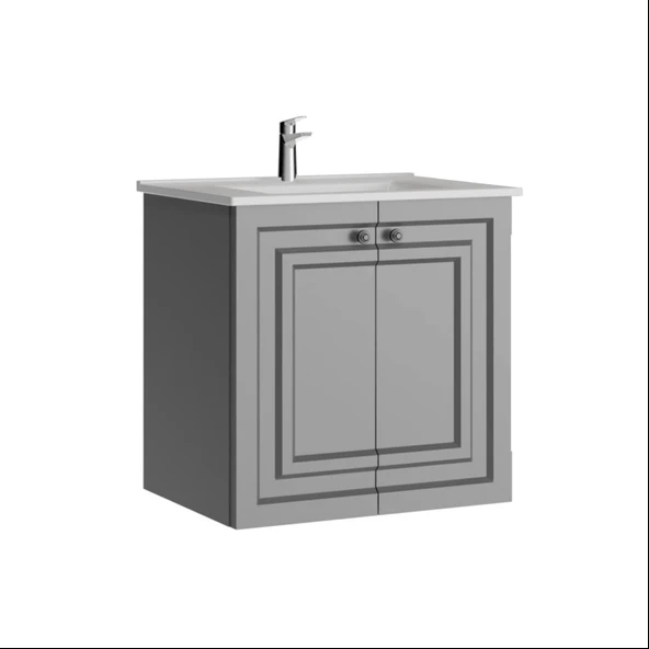 Kayra Lavabo Dolabı Kapaklı Mat Gri