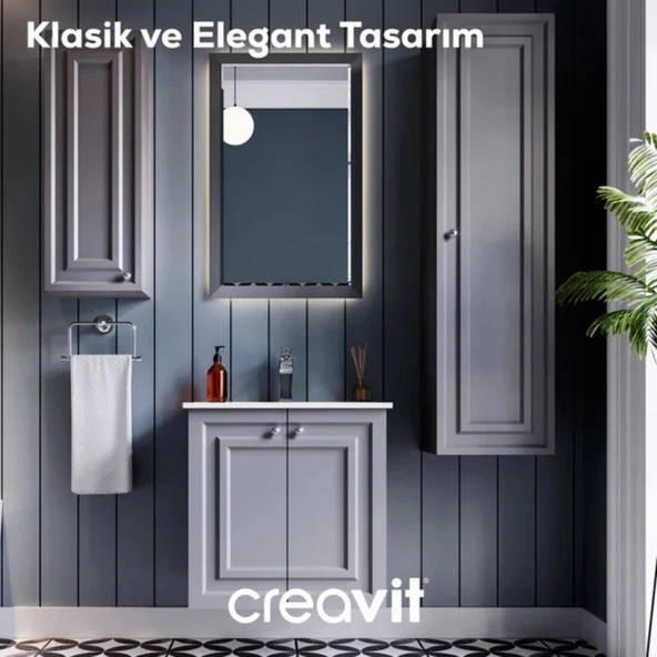 Kayra Lavabo Dolabı Kapaklı Mat Gri - 3