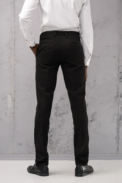 Ecer Regular Fit Düz Kalın Kışlık Gabardin Yan Cepli Pantolon - 9