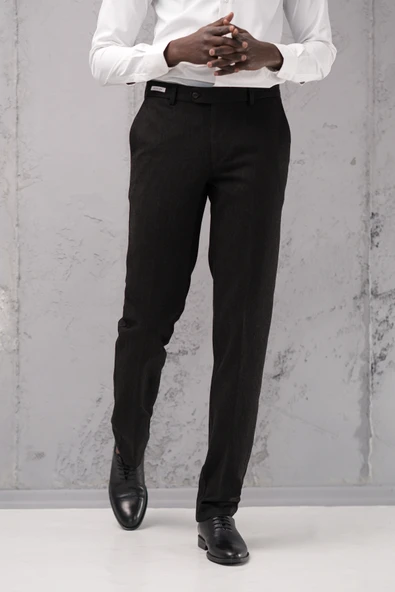 Ecer Regular Fit Düz Kalın Kışlık Gabardin Yan Cepli Pantolon - 6