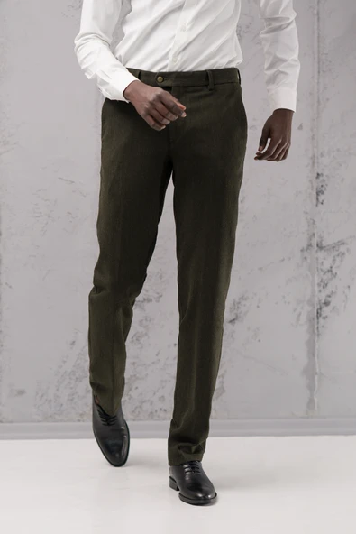 Ecer Regular Fit Düz Kalın Kışlık Gabardin Yan Cepli Pantolon