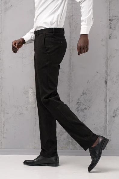 Ecer Regular Fit Düz Kalın Kışlık Gabardin Yan Cepli Pantolon - 8