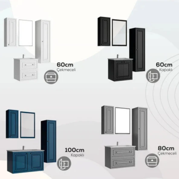 Kayra Lavabo Dolabı Kapaklı Mat Safire Blue - 6