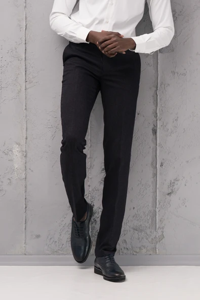 Ecer Regular Fit Düz Kalın Kışlık Gabardin Yan Cepli Pantolon - 12