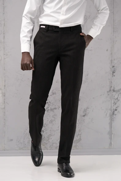 Ecer Regular Fit Düz Kalın Kışlık Gabardin Yan Cepli Pantolon - 7