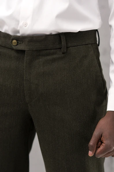 Ecer Regular Fit Düz Kalın Kışlık Gabardin Yan Cepli Pantolon - 5