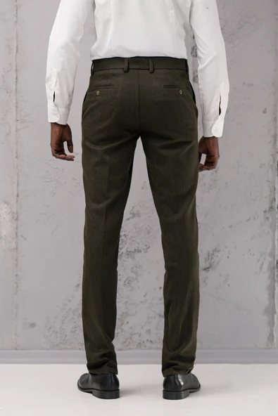 Ecer Regular Fit Düz Kalın Kışlık Gabardin Yan Cepli Pantolon - 4