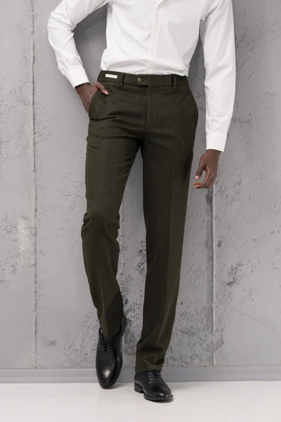 Ecer Regular Fit Düz Kalın Kışlık Gabardin Yan Cepli Pantolon - 2