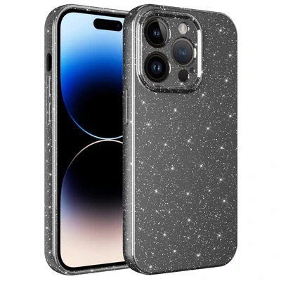 iPhone 14 Pro Max Kılıf Parlak Simli ve Kamera Korumalı Spoty Silikon Kapak