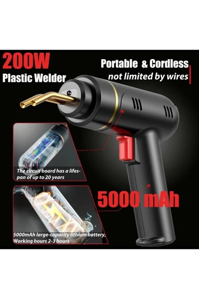 200 Watt 5000 Mah Batarya Desteği Şarjlı Tampon Plastik Parça Tamir Kaynak Makinesi 600 Uç - 7