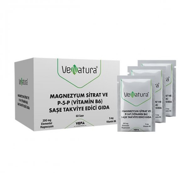Venatura Magnezyum Sitrat ve P-5-P (Vitamin B6) 60 Saşe