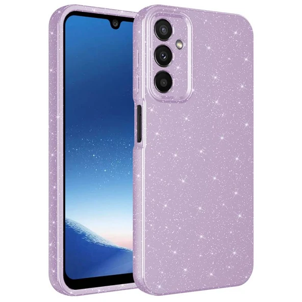 Galaxy A24 Kılıf Parlak Simli ve Kamera Korumalı Spoty Silikon Kapak