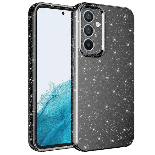 Galaxy A24 Kılıf Parlak Simli ve Kamera Korumalı Spoty Silikon Kapak