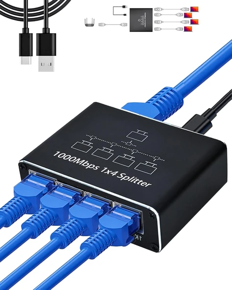 Rj45 Gigabit Ethernet Çoklayıcı 1x4 100m İletim - 2