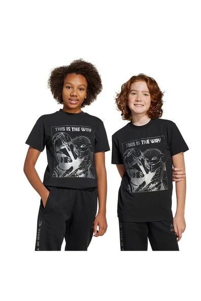 adidas Siyah Unisex Çocuk   T-Shirt J SW MNDO GFX T JD4547 - Resim 7