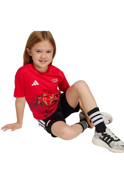 adidas Unisex Çocuk  Kırmızı  BEBEK ESOFMAN TAKIMI LK MRVL IM TSET JF3656 - Resim 4