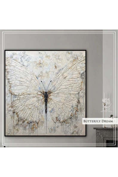 Metal Çerçeveli Gerçek Camlı Tablo Butterfly Dream Tekli Tablo