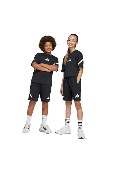 adidas Unisex Çocuk  Siyah  SHORTS (1/2) J ZNE SHORTS JD0010 - Resim 7