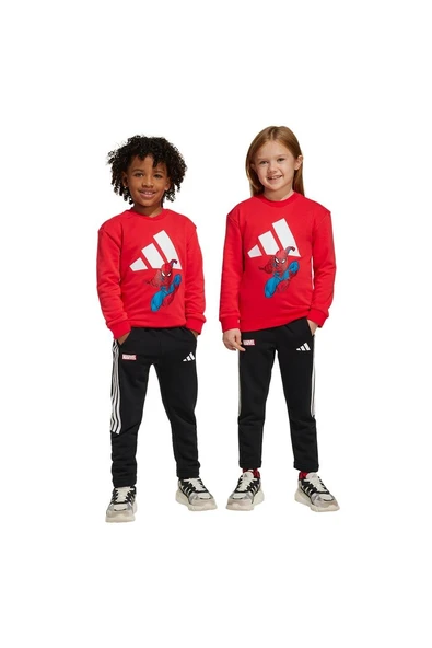 adidas Unisex Çocuk  Kırmızı  BEBEK ESOFMAN TAKIMI LK MRVL SM JOG JN6102 - Resim 7