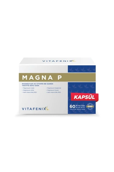 Vitafenix Magna P Magnezyum Ve Vitamin B6 İçeren 60 Bitkisel Kapsül-SKT: 10/2027 ürün görseli 1