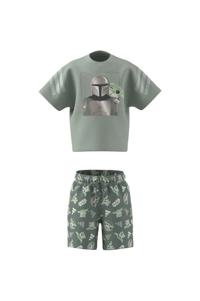 adidas Çocuk  Yeşil  BEBEK ESOFMAN TAKIMI LK SW MNDO TSET JF3648 - Resim 9