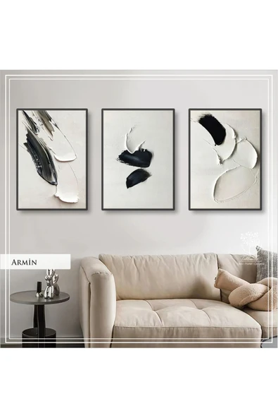 Metal Çerçeveli Gerçek Camlı Tablo Armin 3 Lü Set