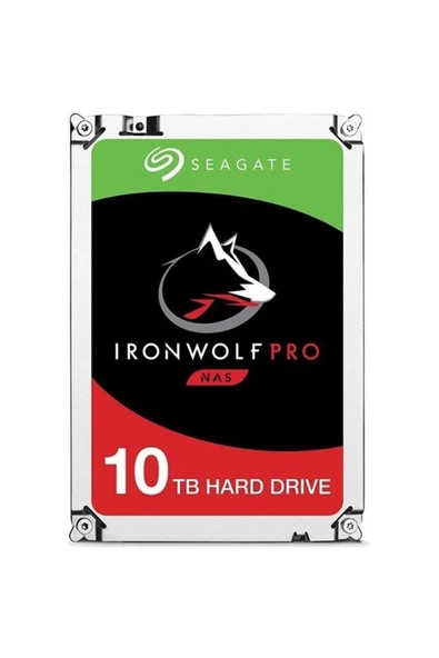 Seagate IronWolf Pro, 10 TB, Kurumsal NAS Dahili Sabit Disk HDD – CMR 3,5”, SATA 6 Gb/sn, 7200 Devir/Dakika, 256 MB Önbellek (ST10000NT001) - 2