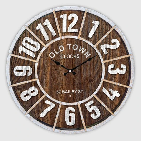 Galaxy Old Town Serisi Bölme Kadranlı Duvar Saati 50 Cm Fındık -Beyaz Renkli ürün görseli