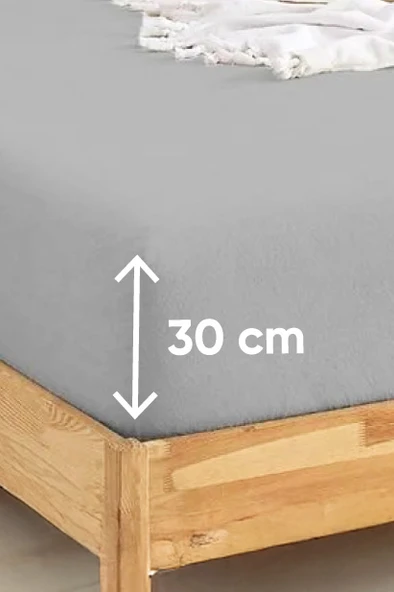 Upstyle Penye Lastikli Çarşaf Pamuklu Jersey Tek Kişilik 100x200cm Gri - 2