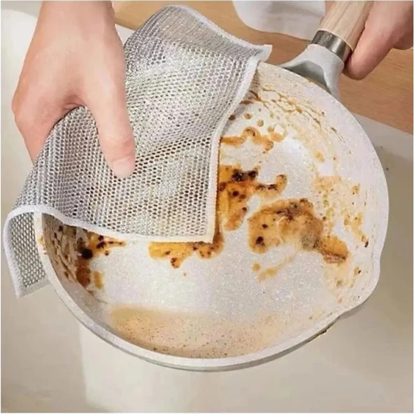( 3 Adet ) Zor Kir Bezi, Inox Telli Bulaşık Bezi, Mutfak Banyo Bezi