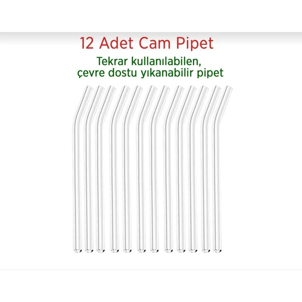 Şeffaf 12 Li Eğimli Cam Pipet