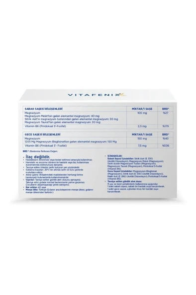 Vitafenix Magna P Magnezyum ve Vitamin B6 İçeren Şase Takviye Edici Gıda 60 Şase - SKT:01/2027 - 2