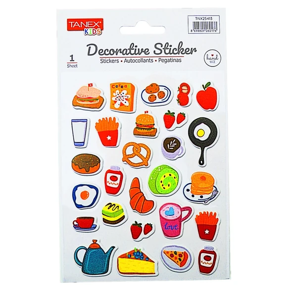 Tanex Kids Sticker Puffy Kahvaltı Serisi 27 Parça (25413)