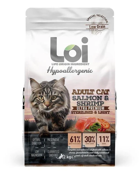 LOİ SOMON VE KARİDESLİ  KISIRLAŞTIRILMIŞ KEDİ MAMASI 2 KG